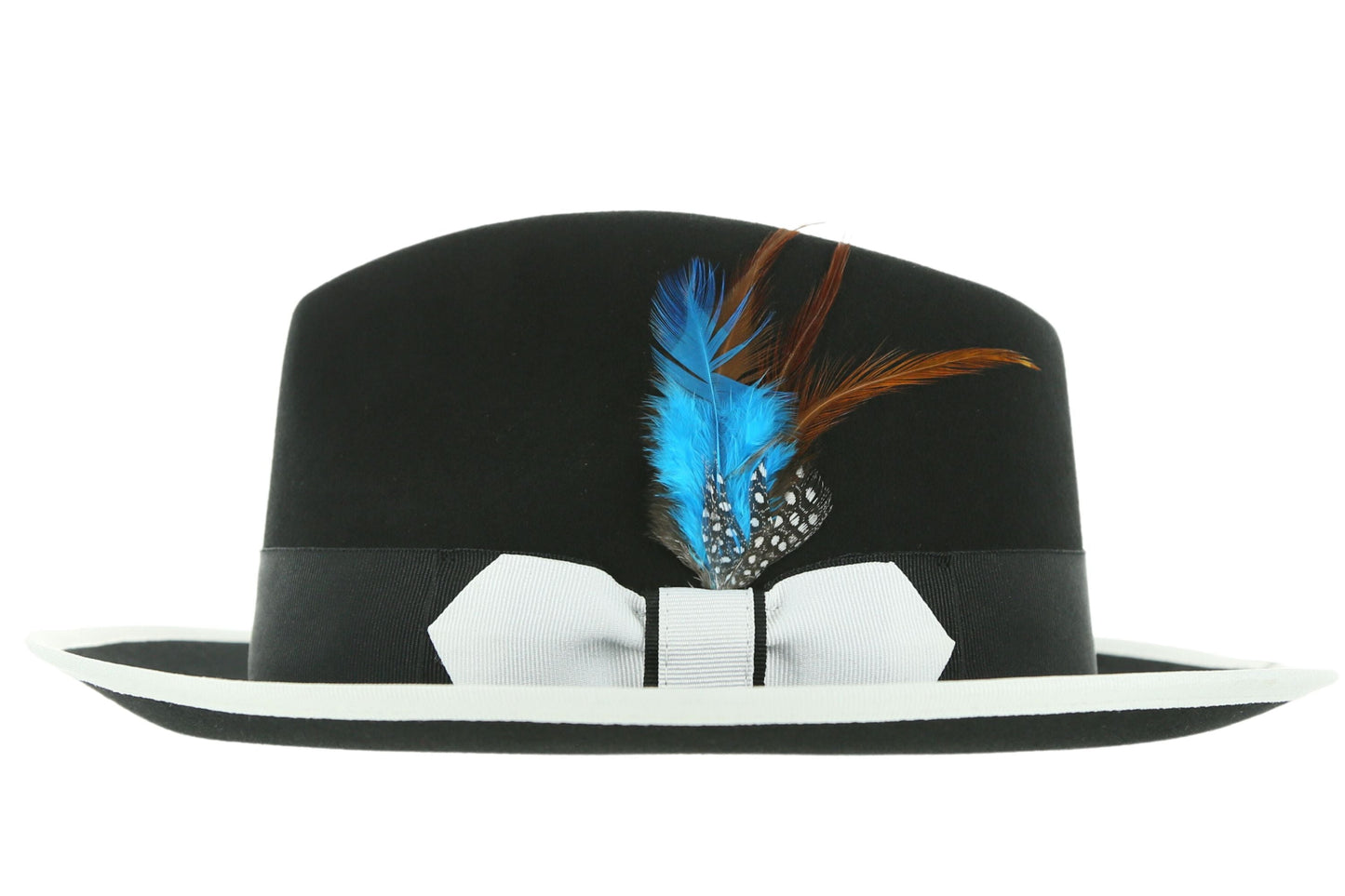 Australian Wool Black and White Trilby Fedora Hat