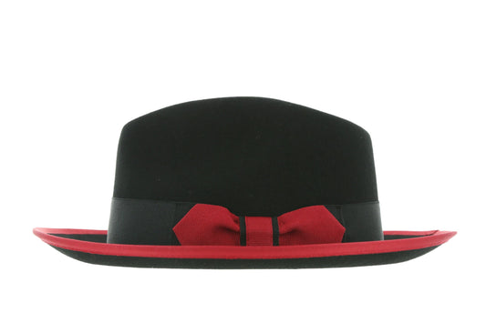 Australian Wool Black and Red Trilby Fedora Hat
