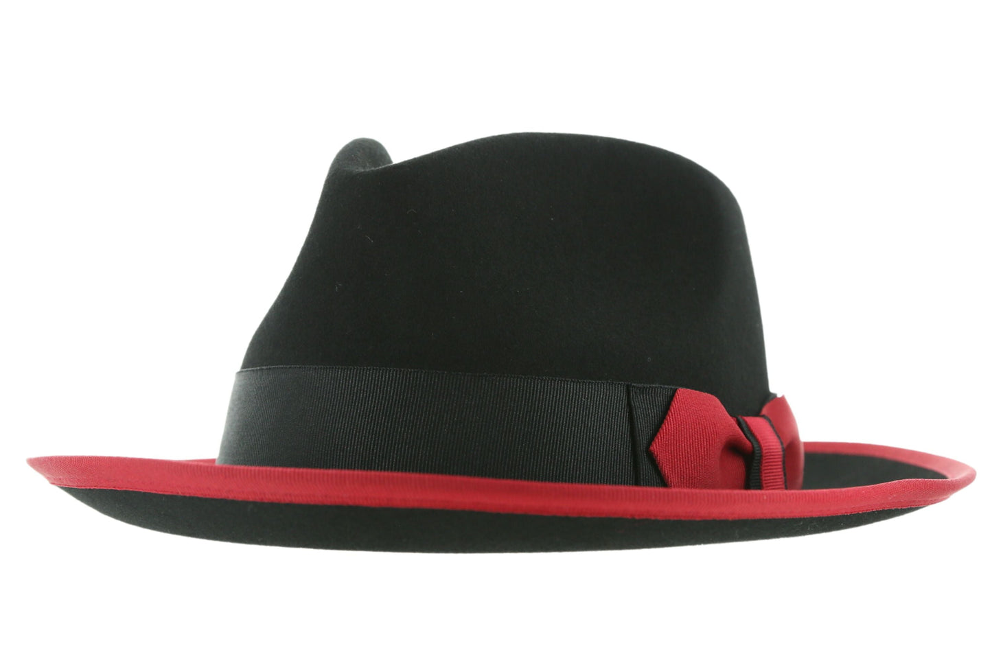 Australian Wool Black and Red Trilby Fedora Hat