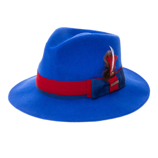 Australian Wool Royal Blue and Red Grayson Fedora Hat