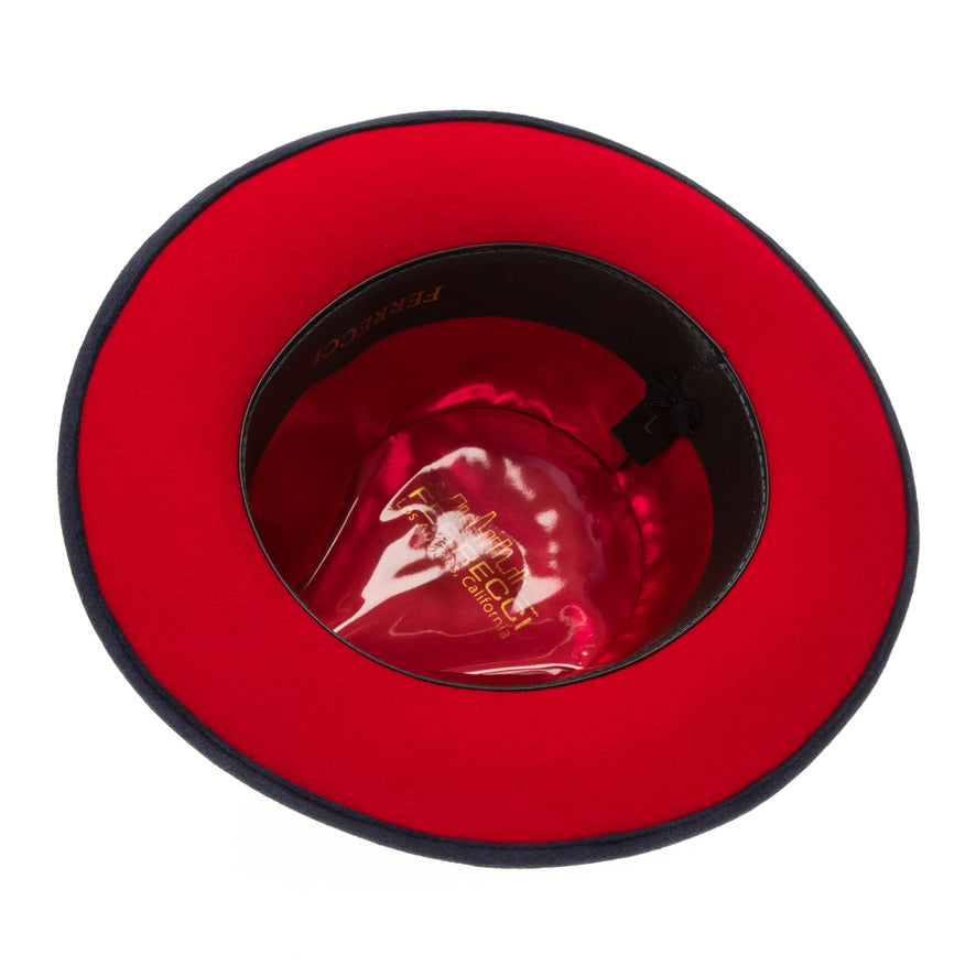 Australian Wool Navy and Red Grayson Fedora Hat
