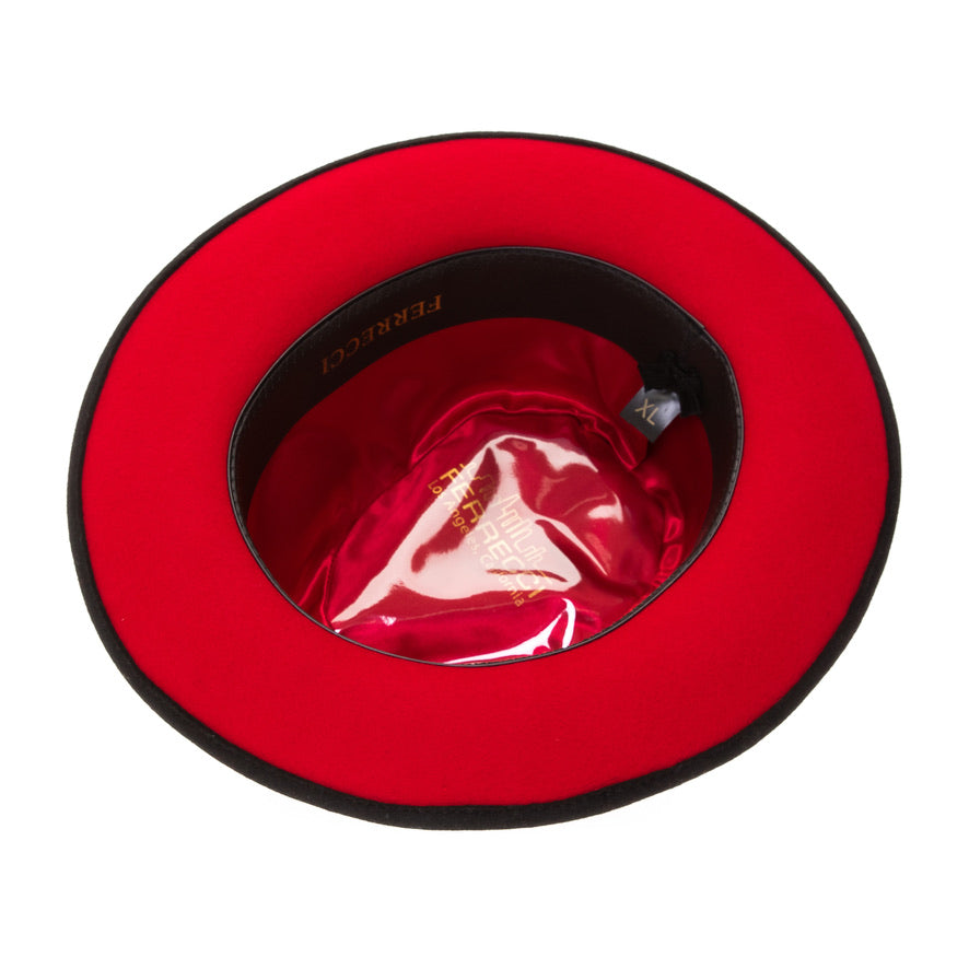 Australian Wool Black and Red Grayson Fedora Hat