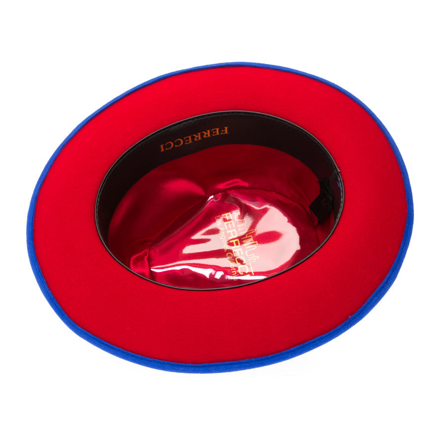 Australian Wool Royal Blue and Red Grayson Fedora Hat