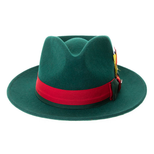 Australian Wool Hunter Green and red Grayson Fedora Hat