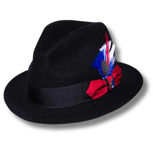 Australian Premium Wool Black and Red Brooks Fedora Hat