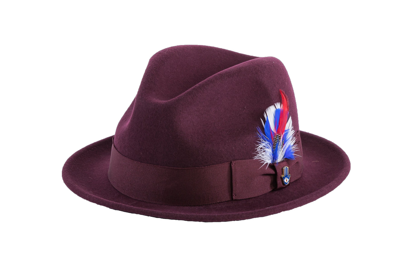 Australian Premium Wool Burgundy Brooks Fedora Hat