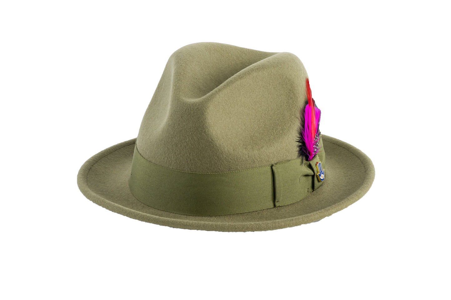 Australian Premium Wool Olive Green Brooks Fedora Hat