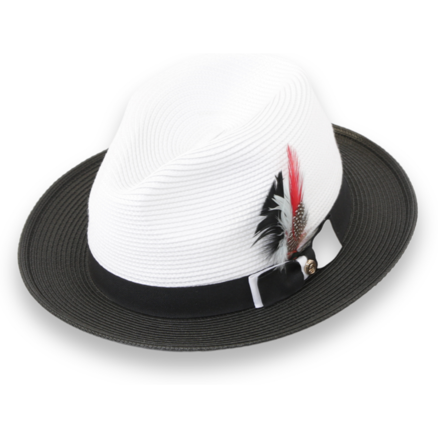Habana Crushable Straw Hat Fedora in Two Tone Black-White
