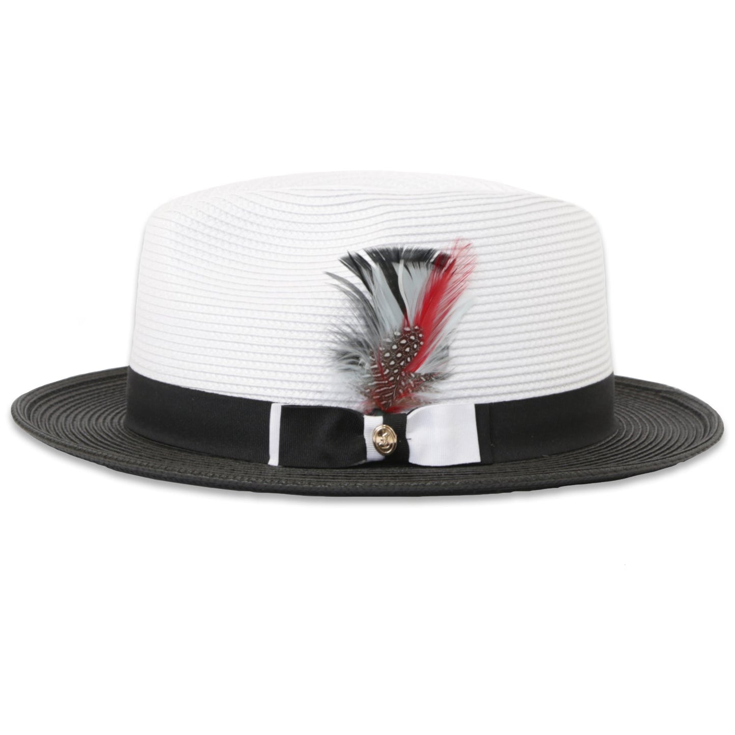 Habana Crushable Straw Hat Fedora in Two Tone Black-White