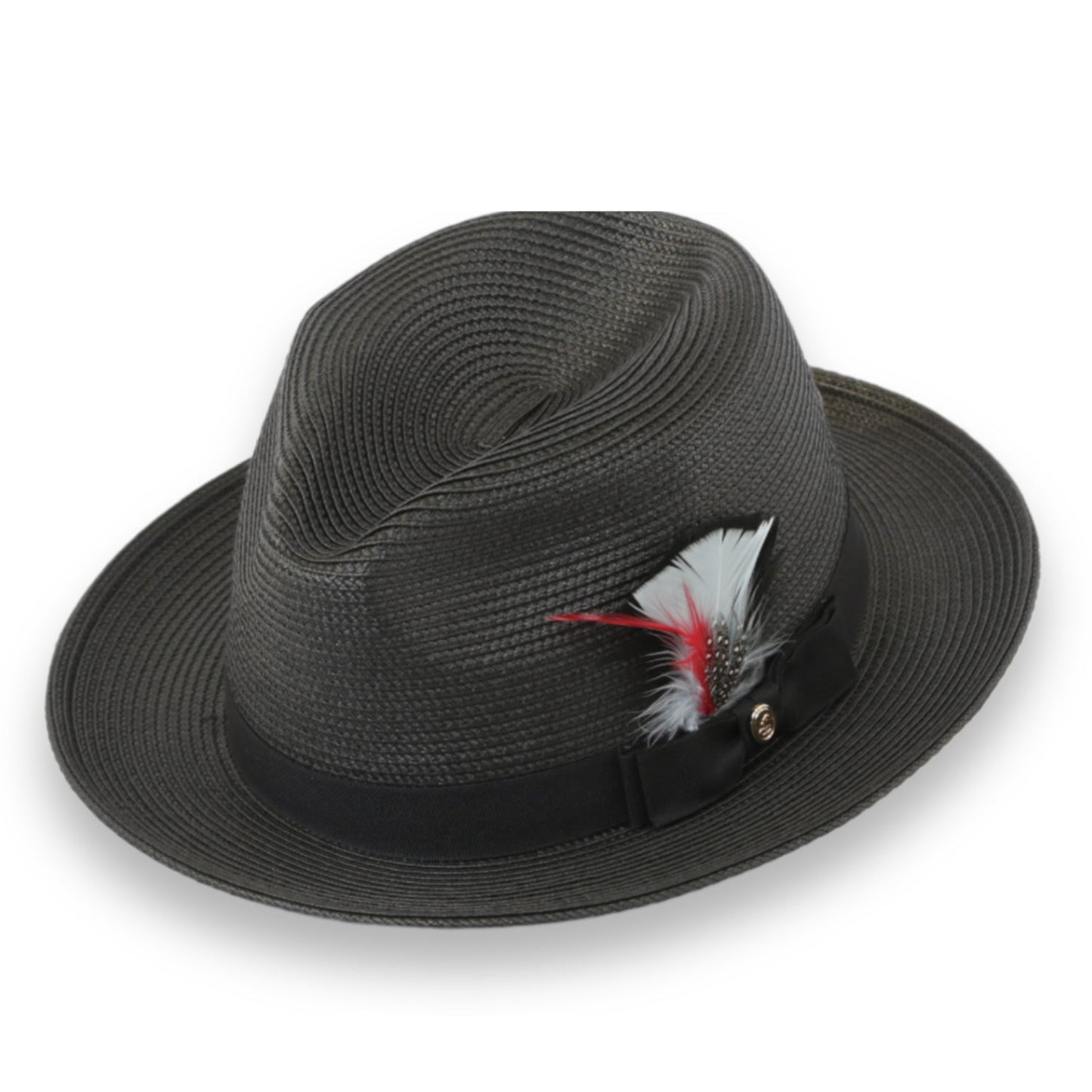 Habana Crushable Straw Hat Fedora in Charcoal