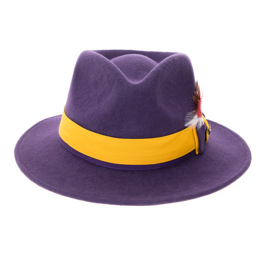 Australian Wool Purple and Gold Grayson Fedora Hat