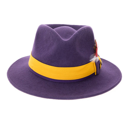 Australian Wool Purple and Gold Grayson Fedora Hat