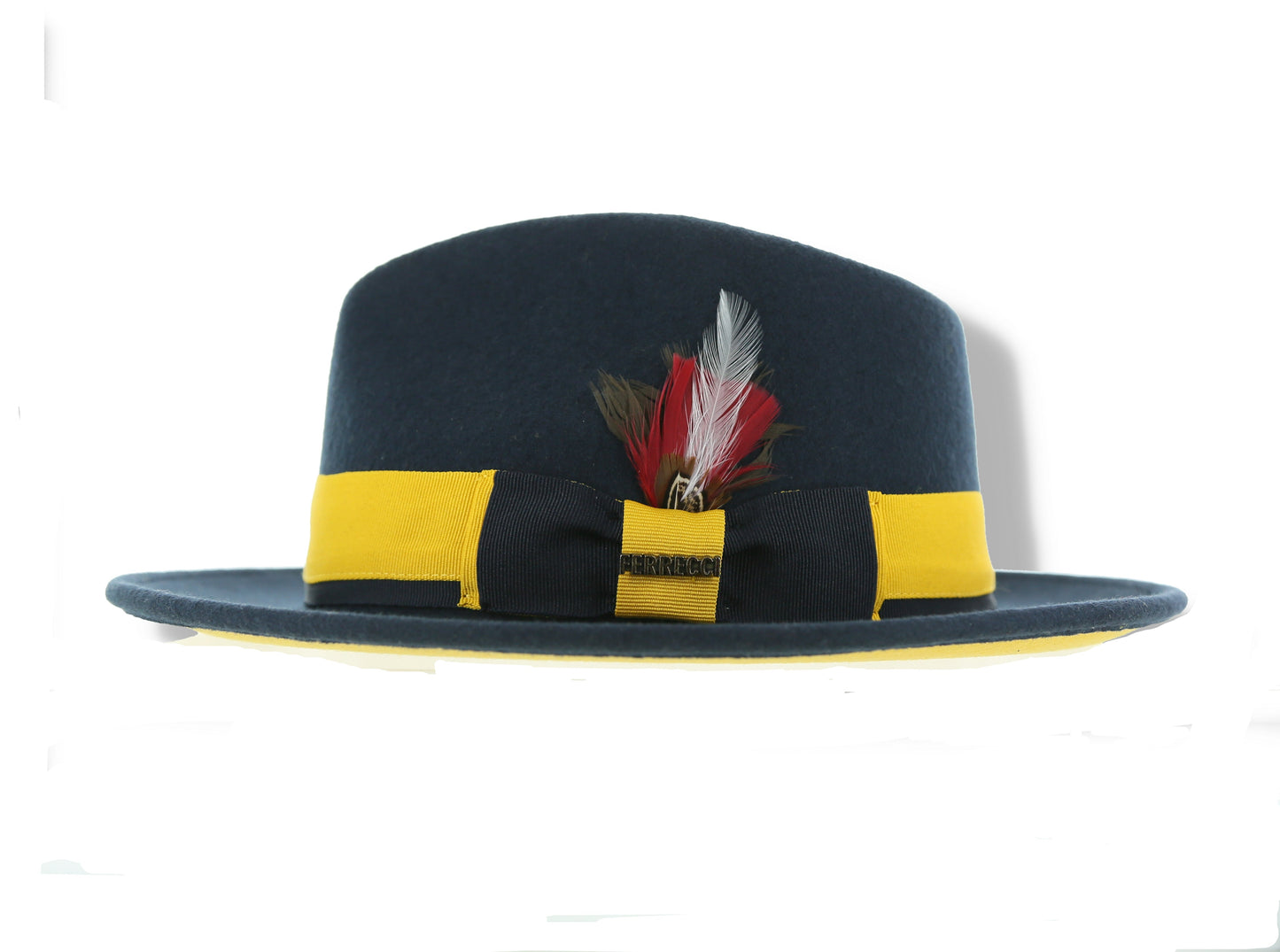 Australian Wool Navy and Gold Grayson Fedora Hat