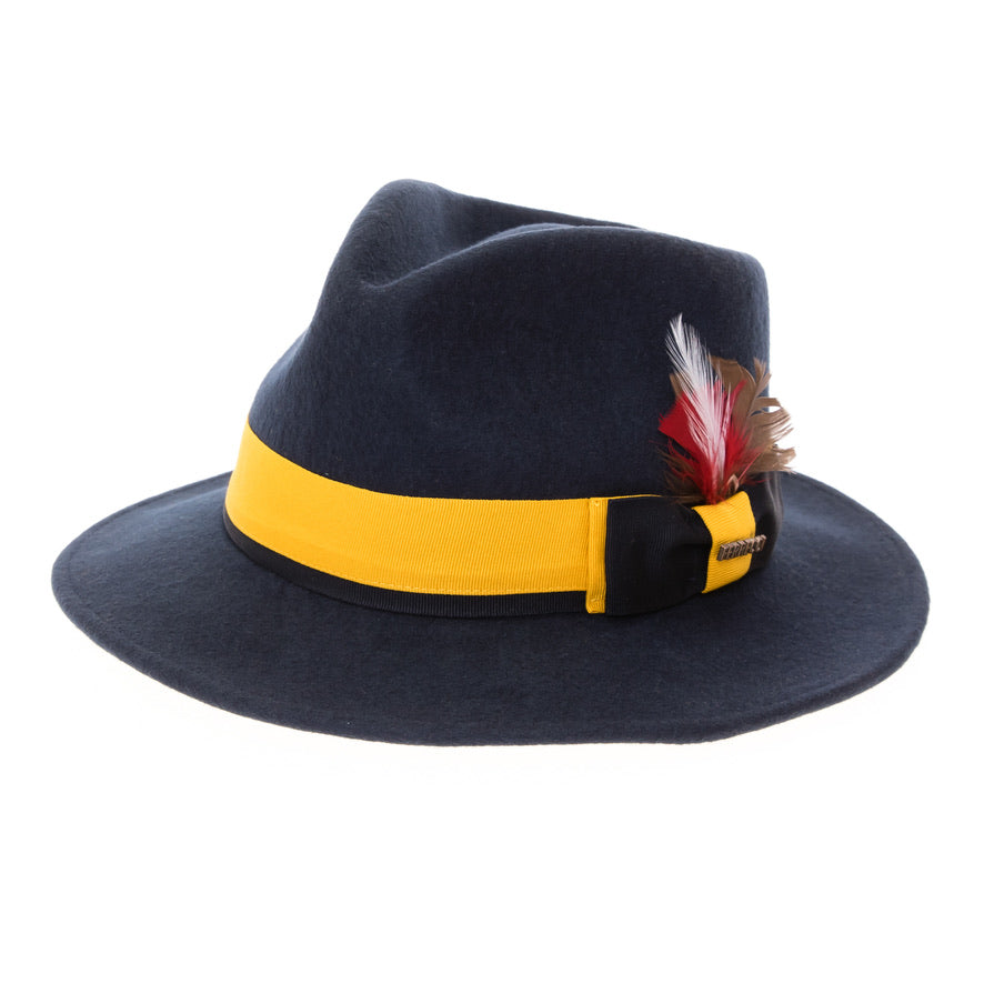 Australian Wool Navy and Gold Grayson Fedora Hat