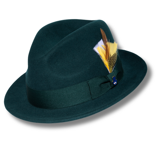 Australian Premium Wool Hunter Green Brooks Fedora Hat
