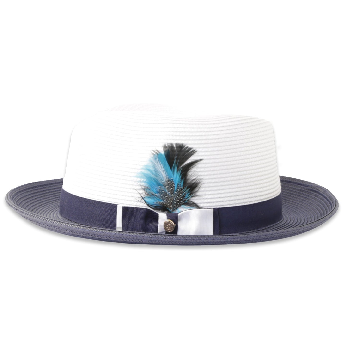 Habana Crushable Straw Hat Fedora in Two Tone Navy-White