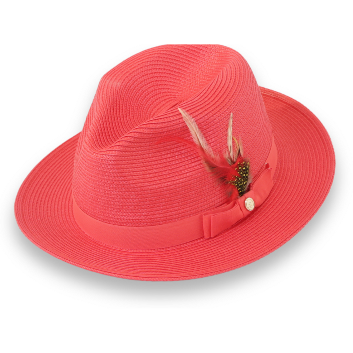 Habana Crushable Straw Hat Fedora in Red