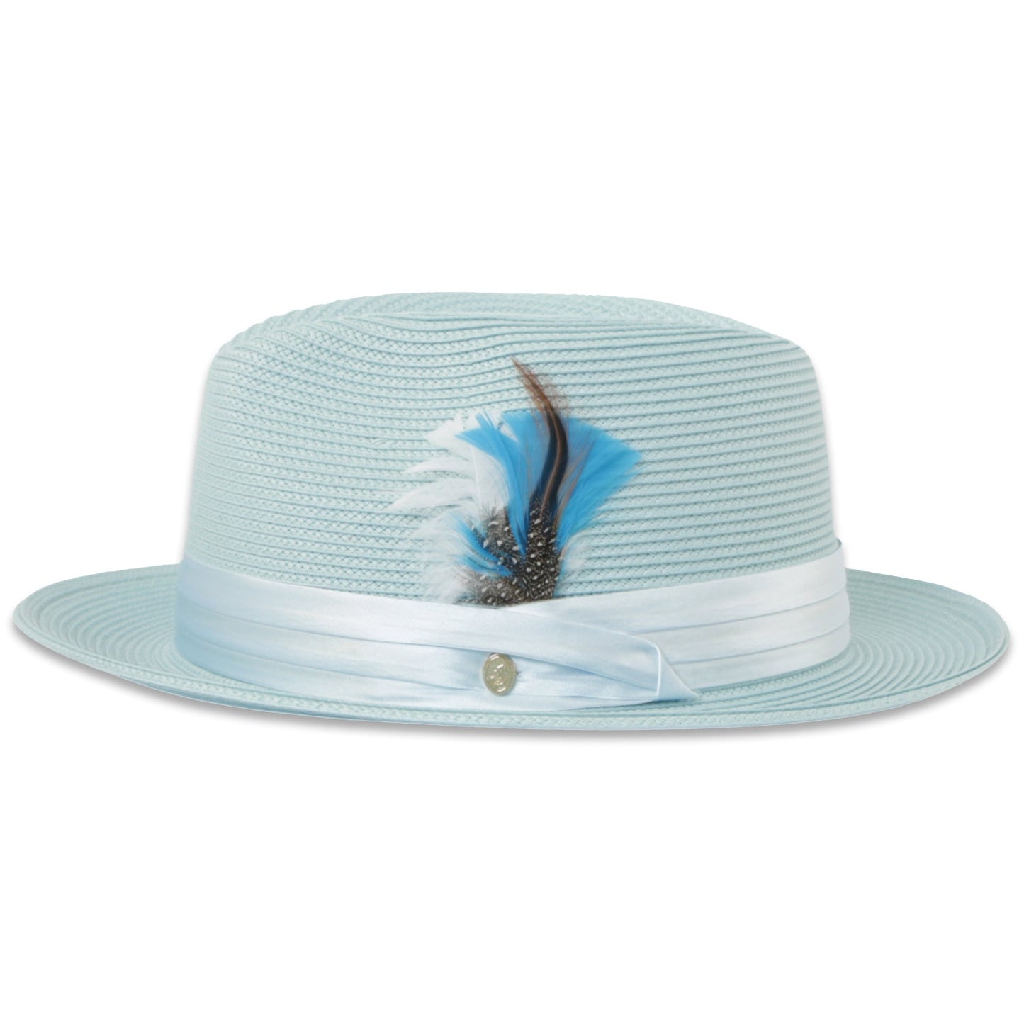 Mar Azul Crushable Straw Hat Fedora in Sky Blue